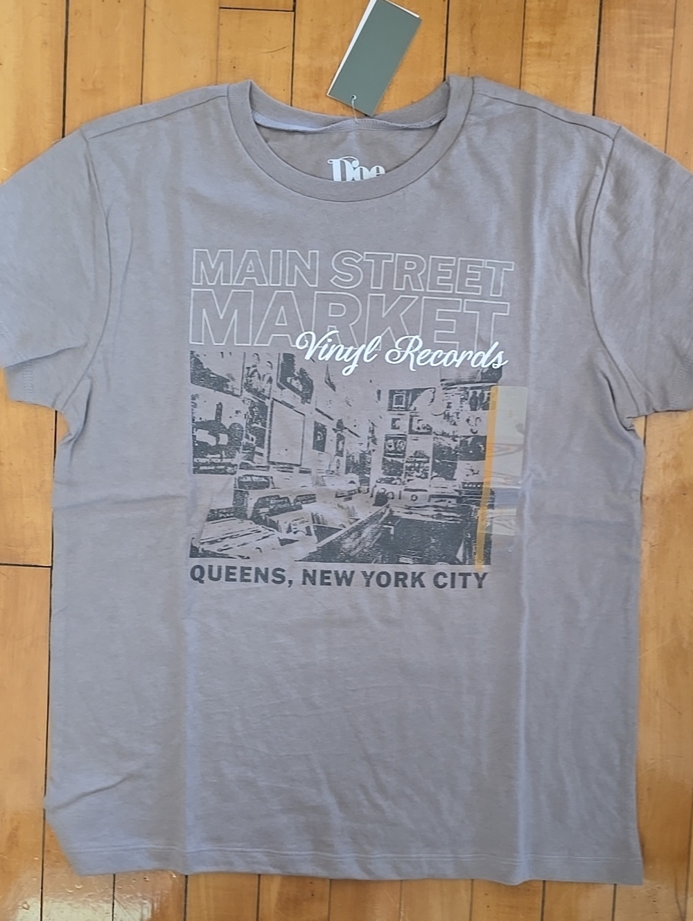 Main Street Market Vinyl Records Graphic Tee - Light Brown